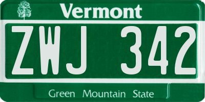 VT license plate ZWJ342