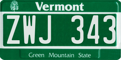 VT license plate ZWJ343