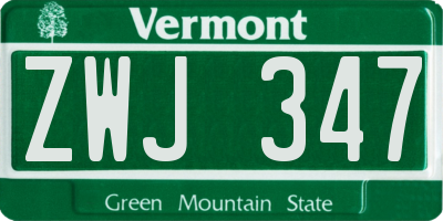 VT license plate ZWJ347