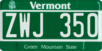 VT license plate ZWJ350