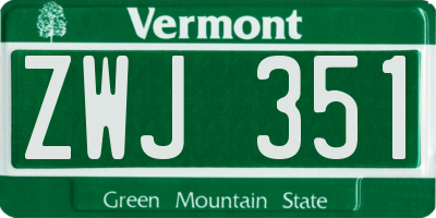 VT license plate ZWJ351