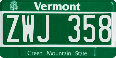 VT license plate ZWJ358