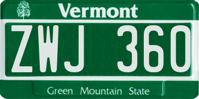 VT license plate ZWJ360