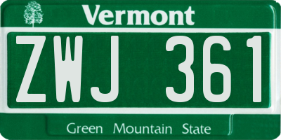 VT license plate ZWJ361