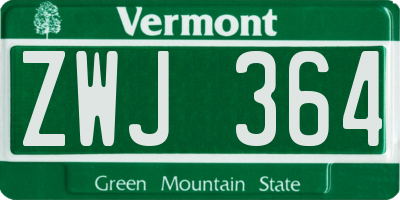 VT license plate ZWJ364