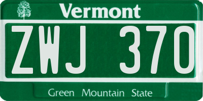VT license plate ZWJ370