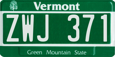 VT license plate ZWJ371