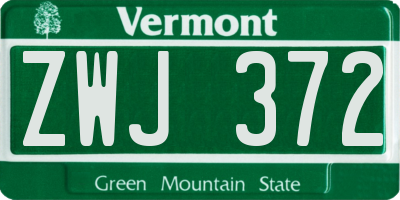 VT license plate ZWJ372