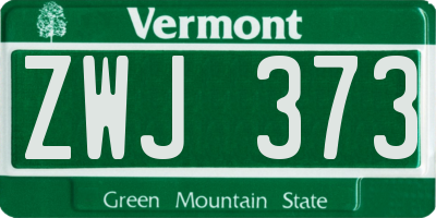 VT license plate ZWJ373
