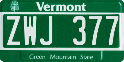 VT license plate ZWJ377