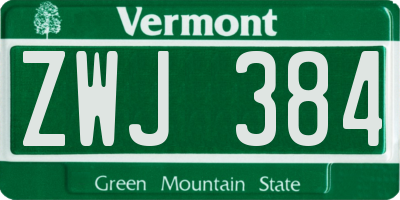 VT license plate ZWJ384