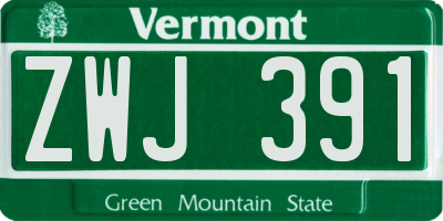 VT license plate ZWJ391