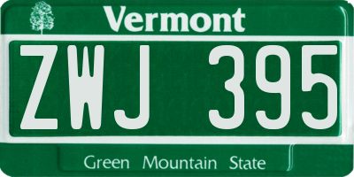 VT license plate ZWJ395