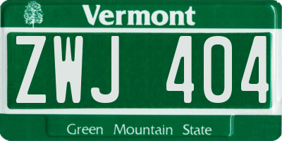 VT license plate ZWJ404
