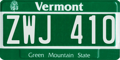 VT license plate ZWJ410