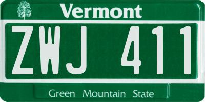 VT license plate ZWJ411