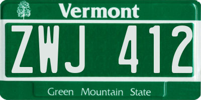 VT license plate ZWJ412