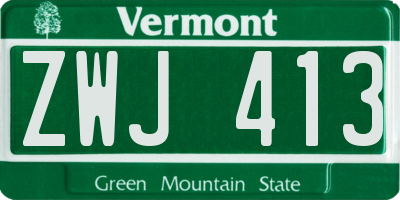 VT license plate ZWJ413