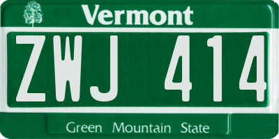 VT license plate ZWJ414
