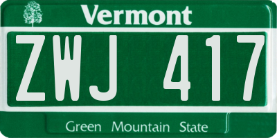 VT license plate ZWJ417