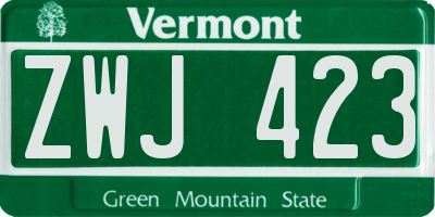 VT license plate ZWJ423