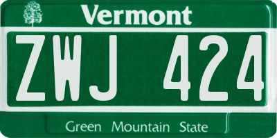 VT license plate ZWJ424
