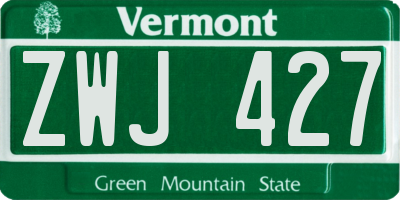 VT license plate ZWJ427