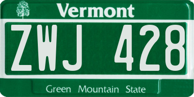 VT license plate ZWJ428