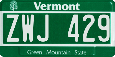 VT license plate ZWJ429
