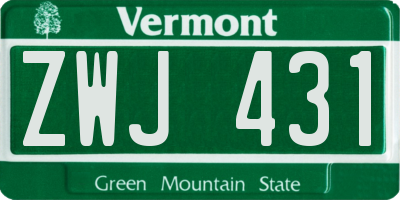 VT license plate ZWJ431