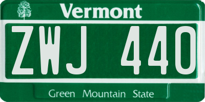 VT license plate ZWJ440