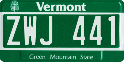 VT license plate ZWJ441