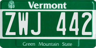 VT license plate ZWJ442
