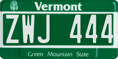 VT license plate ZWJ444