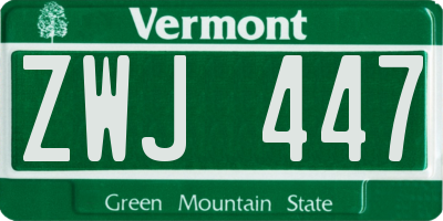 VT license plate ZWJ447