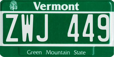 VT license plate ZWJ449
