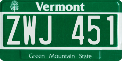 VT license plate ZWJ451