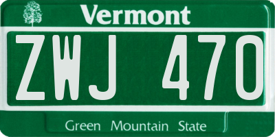 VT license plate ZWJ470