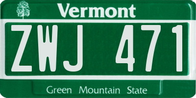 VT license plate ZWJ471