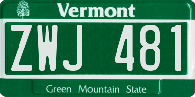 VT license plate ZWJ481
