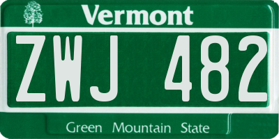 VT license plate ZWJ482