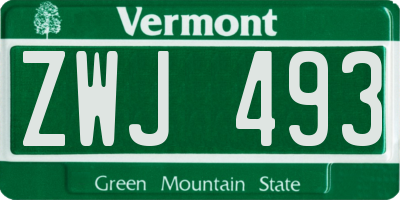 VT license plate ZWJ493