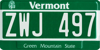 VT license plate ZWJ497
