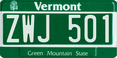 VT license plate ZWJ501