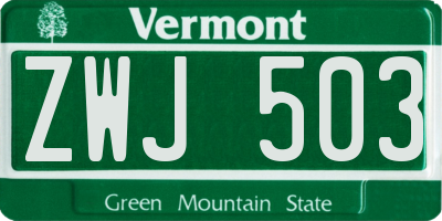 VT license plate ZWJ503