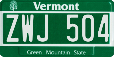 VT license plate ZWJ504