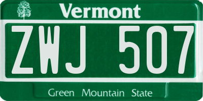 VT license plate ZWJ507