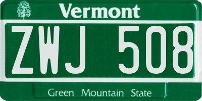 VT license plate ZWJ508