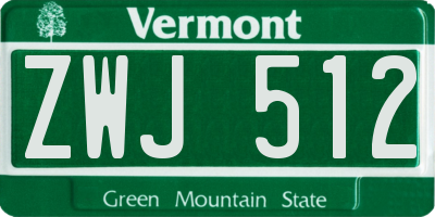 VT license plate ZWJ512