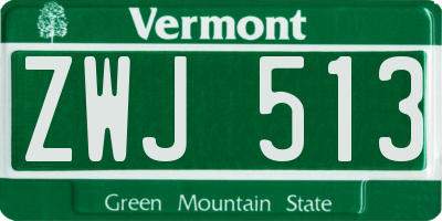 VT license plate ZWJ513